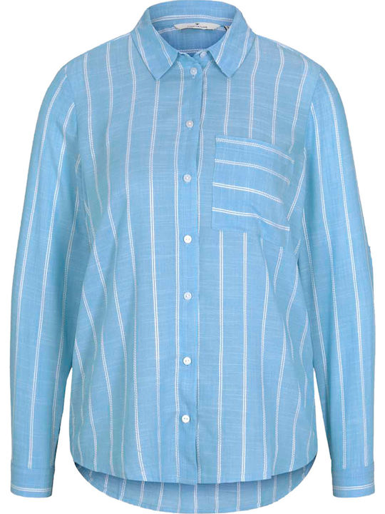Women's Striped Long Sleeve Shirt Blue