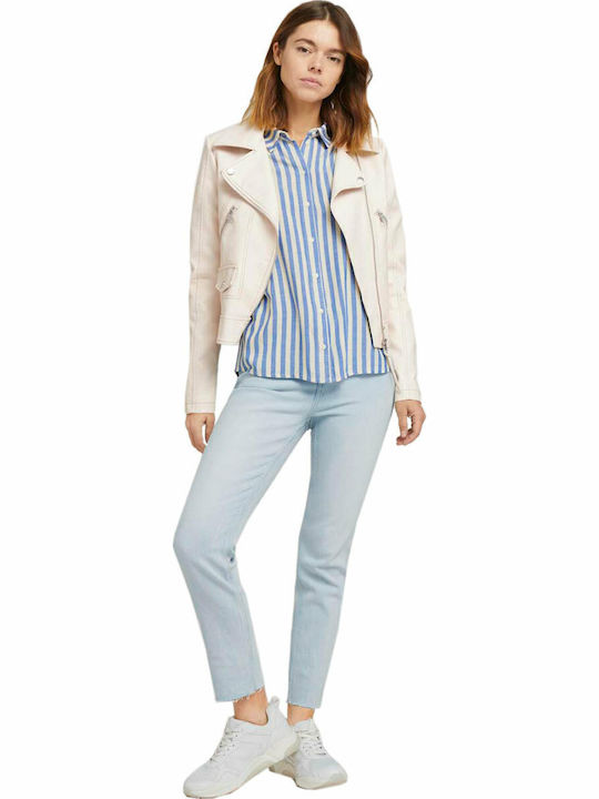Women's Striped Short Sleeve Shirt Blue