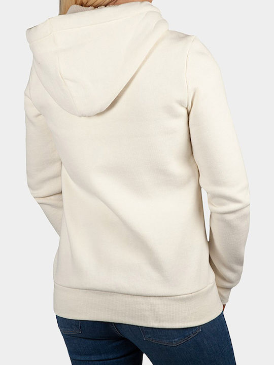 Pride In Craft Long Women's Sweatshirt Jacket Hooded Ecru