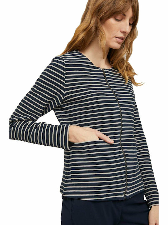 Tom Tailor Women's Blazer Navy Ottoman Stripe