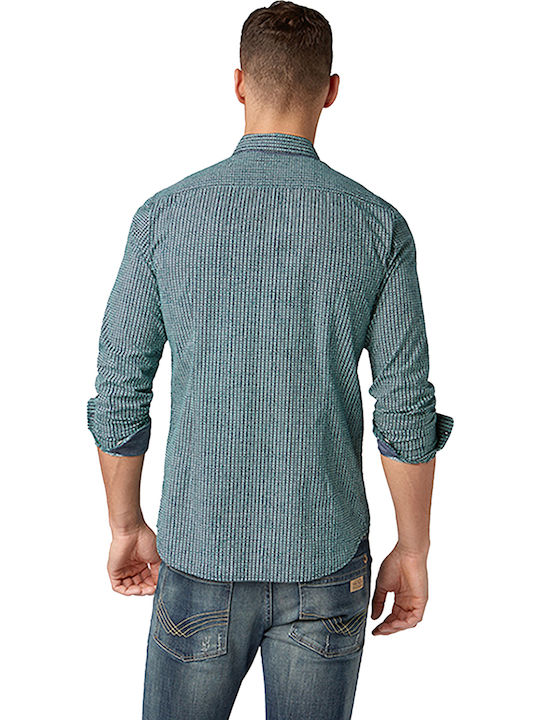 Tom Tailor Men's Shirt Long Sleeve Striped Green