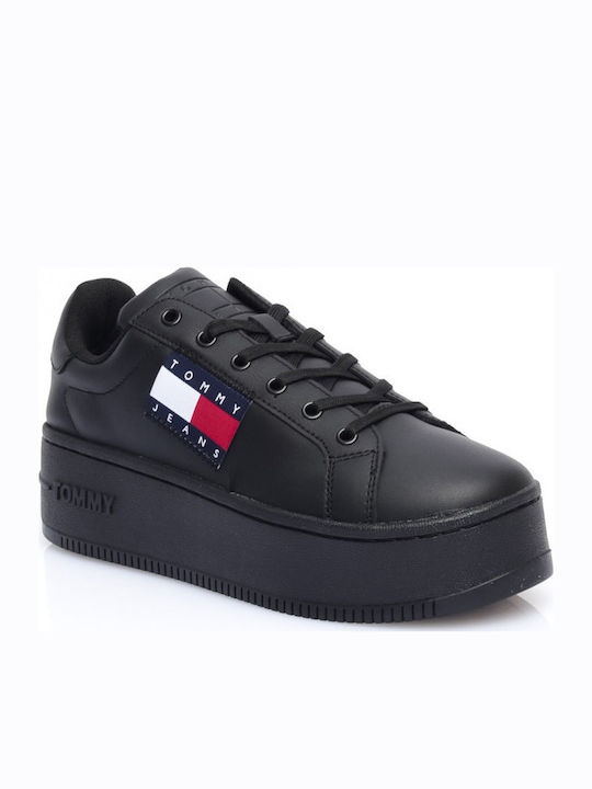 Tommy Hilfiger Γυναικεία Flatforms Sneakers Μαύρα