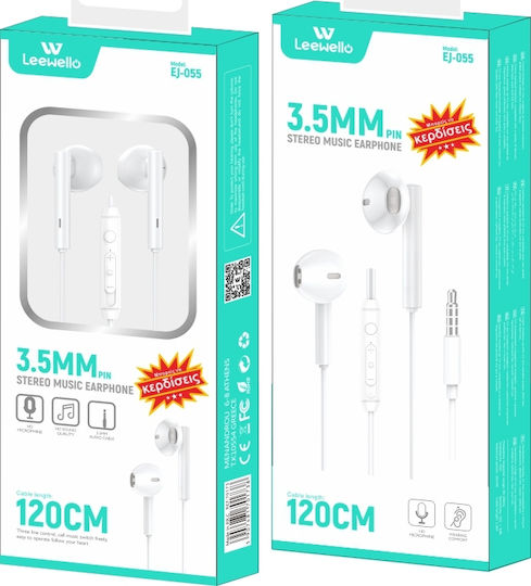 Leewello EJ-055 În ureche Handsfree cu Mufă 3.5mm Alb