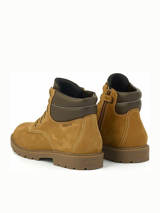 Shaylax Leather Kids Snow Boots with Zipper Yellow