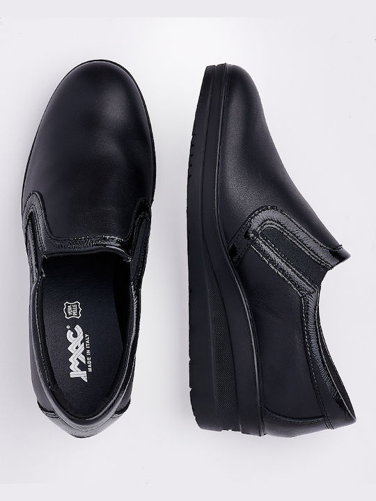 Ανατομικά Γυναικεία Slip-On Δερμάτινα Μαύρα