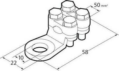 Lampa Boat Battery Terminal Battery Cable Terminals 50mm² Hole 10mm with Double Compression Plate 2 Pieces