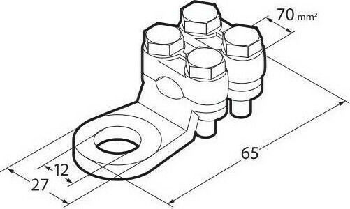 Lampa Conector baterie barcă Terminal de cablu de baterie 70mm² Gaură 12mm cu placă de comprimare 2 buc