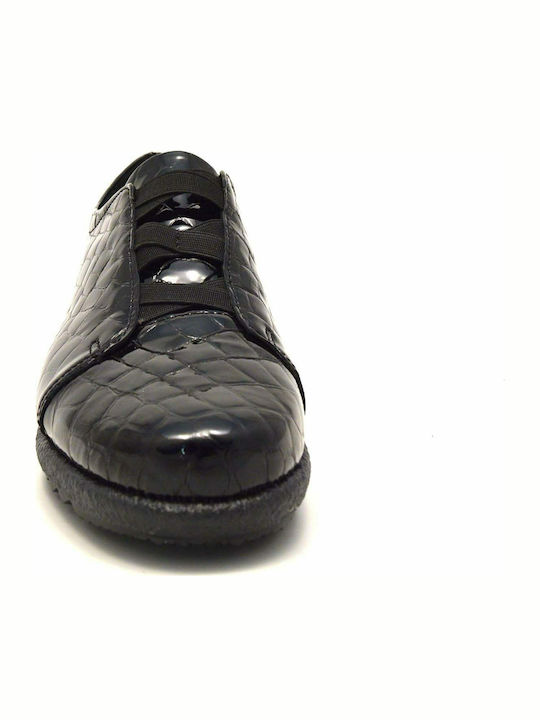 7350-08 Ανατομικά Γυναικεία Slip-On Δερμάτινα Μαύρα