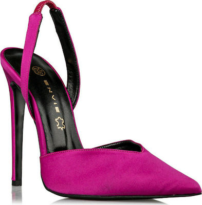 Envie Shoes Γυναικεία Πέδιλα με Λεπτό Ψηλό Τακούνι σε Μωβ Χρώμα