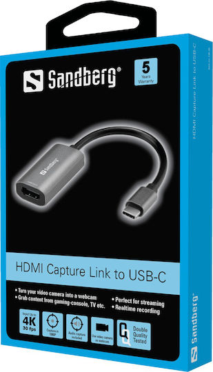 Sandberg Converter USB-C male to HDMI female Gray 1pcs (136-36)