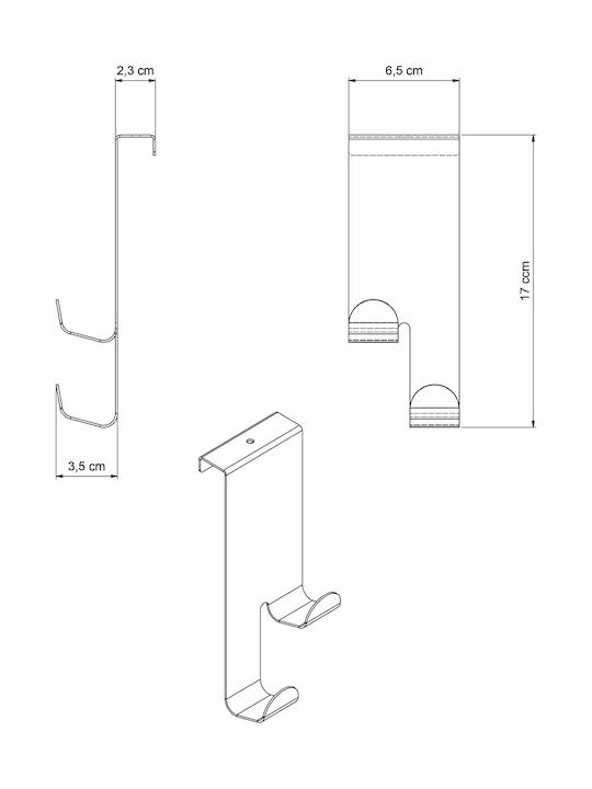 Grekon Door Hook 2 Slots Metallic 6.5x3.5x17cm