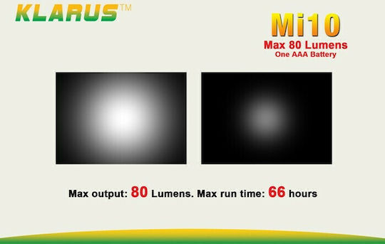Klarus Φακός LED IPX8 με Μέγιστη Φωτεινότητα 80lm