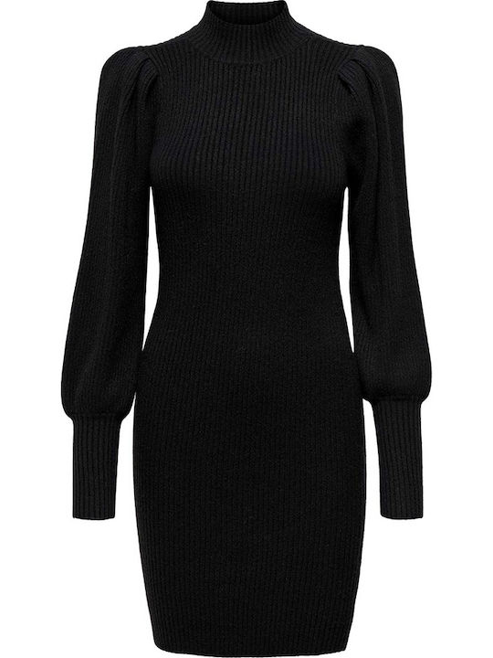 Katia Mini Dress Knitted Turtleneck Black