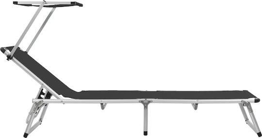 vidaXL Strandliegen Schwarz Faltbar mit Sonnenschirm 186x58x75cm. 2Stück