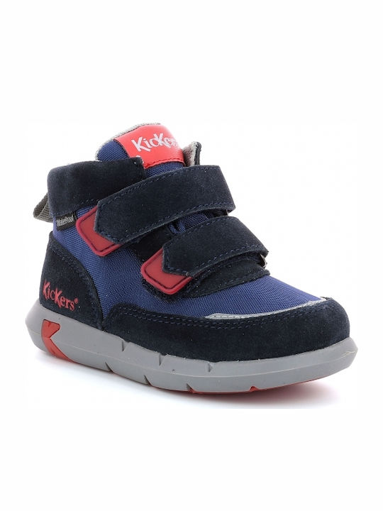 Junibo Παιδικά Sneakers High Ανατομικά με Σκρατς Navy Μπλε