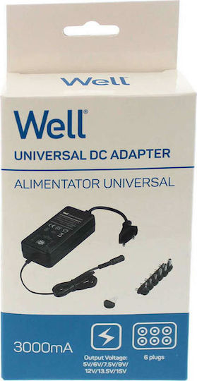 Well Universal Adaptor de alimentare 3A cu set de mufe (PSUP-SMP-3000MA)