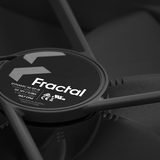 Fractal Design Dynamic X2 GP-18 Вентилатор за кутия 180мм (1200 оборота / 153.7cfm) Без светодиодно осветление и Свързване 4-изводна ШИМ