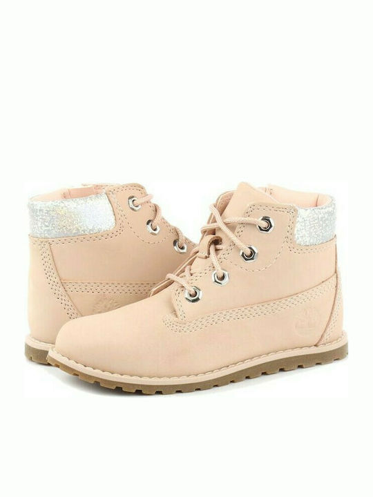 Timberland Pokey Pine 6 Δερμάτινα Παιδικά Μποτάκια με Φερμουάρ Ροζ