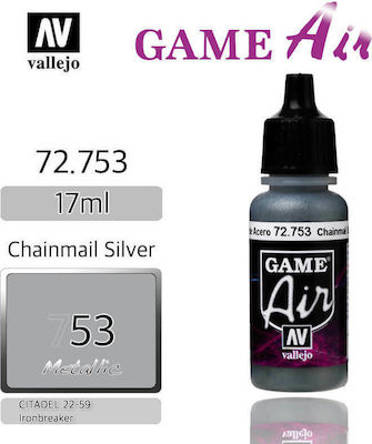 Acrylicos Vallejo Game Air Χρώμα Μοντελισμού Chainmail Silver 17ml