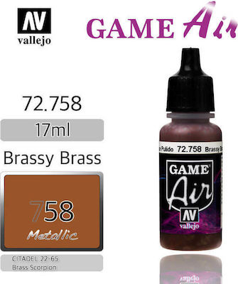 Acrylicos Vallejo Game Air Χρώμα Μοντελισμού Brassy Brass 17ml