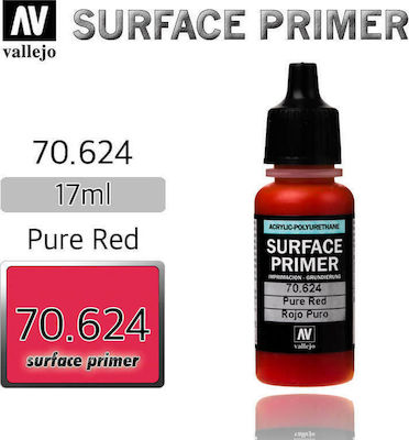 Acrylicos Vallejo Surface Primer Model Making Paint Pure Red 17ml