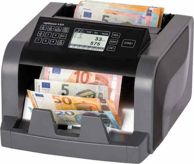 Ratiotec Rapidcount S575 Money Counter with Mixed Counting Capability and Speed 1200 Banknotes per Minute Greek Menu