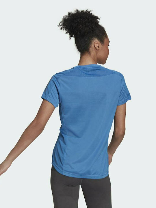 Adidas Own Run Γυναικείο Αθλητικό T-shirt Fast Drying Focus Blue
