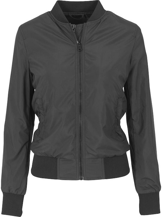 Women's Short Bomber Jacket for Winter Black