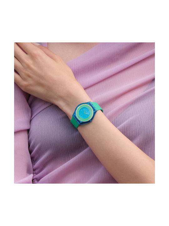Swatch Hara Green Uhr mit Grün Kautschukarmband