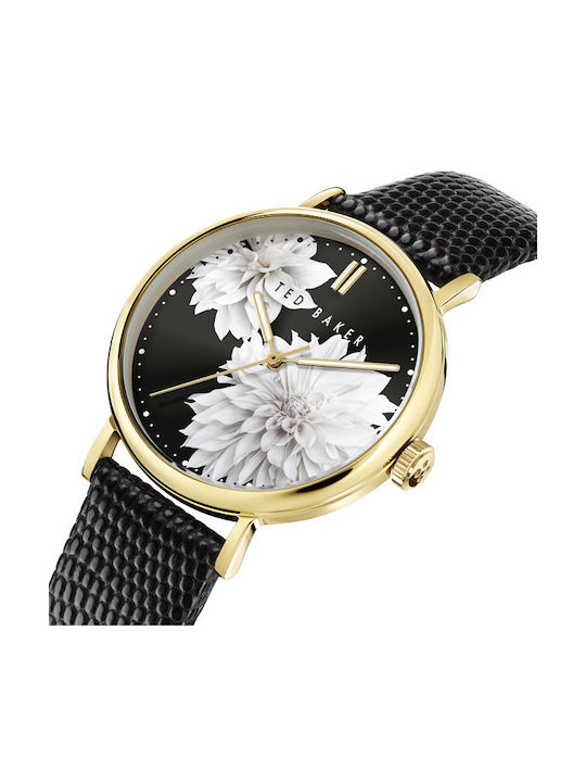 Ted Baker Phylipa Flowers Women's Watch with Black Leather Strap