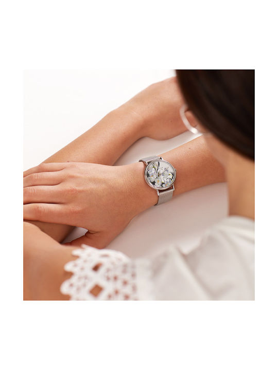 Ted Baker Phylipa Flowers Watch with Silver Metal Bracelet