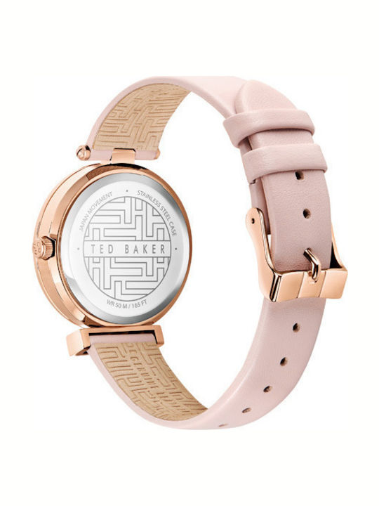 Ted Baker Bow Crystals Дамски Часовник 36mm Кварцов с Розова Кожена Каишка