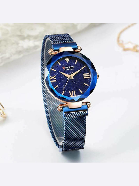 Curren Women's Watch with Blue Metal Bracelet