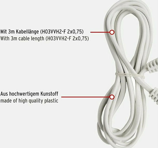 Brennenstuhl Extension Cable Cord 2 x 0.75mm²/3m White