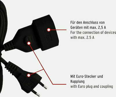 Brennenstuhl BCR2030 Extension Cable Cord 2x0.75mm²/3m Black