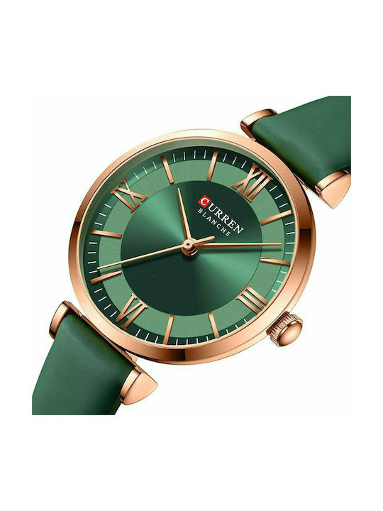 Curren Watch with Green Leather Strap