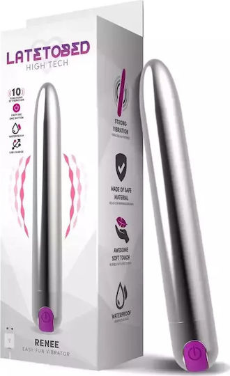 LateToBed Renee Vibrator Bullet 18.5cm Silver