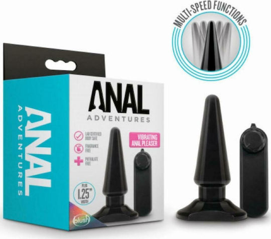 Blush Anal Adventures Basic Vibrating Anal Pleaser Anal Plug with Vibration Black