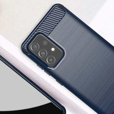 Hurtel Carbon Silicone Back Cover Durable Blue (Galaxy A72)