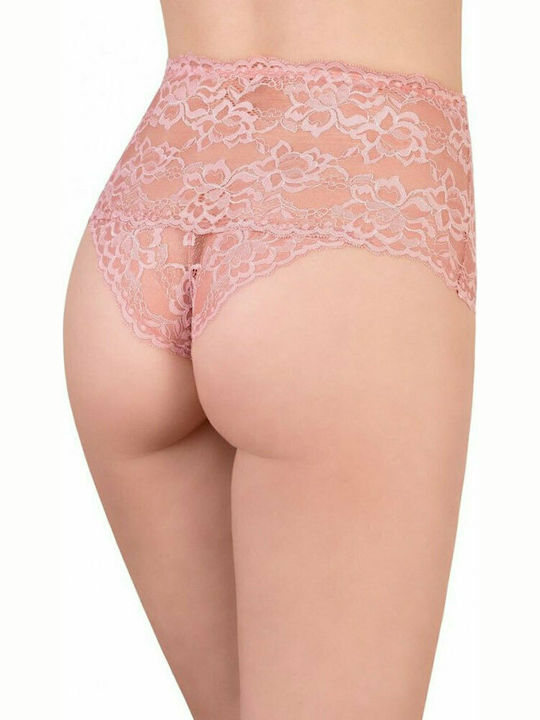 Milena by Paris High-waisted Women's Brazil with Lace Pink