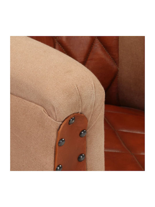 Armchair from Genuine Leather Coffee 60x57x64cm