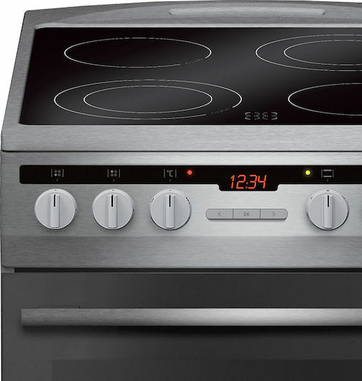 Amica 57CE3.315HTaQ(Xx) Κουζίνα 62lt με Κεραμικές Εστίες Π50εκ. Inox