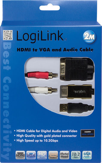 LogiLink Cable HDMI male - VGA male 2m Black