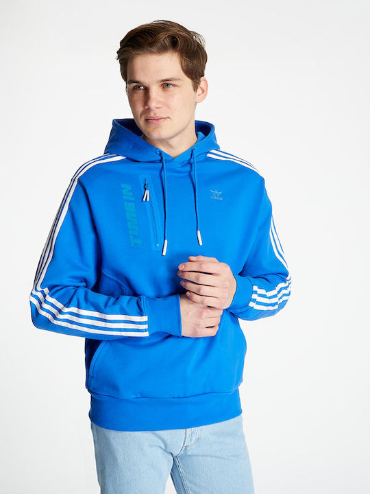 Adidas x Ninja Herren Sweatshirt mit Kapuze und Taschen Blau