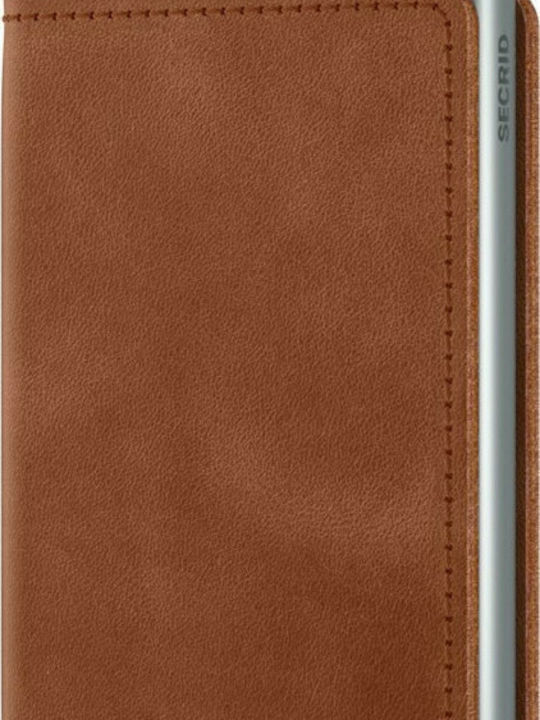 Slimwallet Vintage Leather Men's Wallet Cards Cognac/Silver