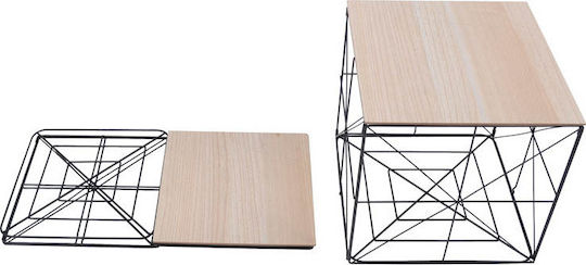 Square Side Wooden Foldable Beige Coffee Table W40xL40xH40cm