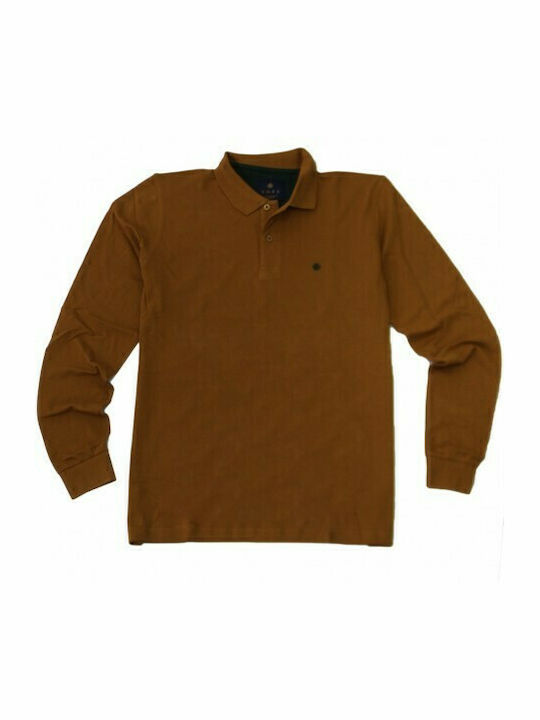 Dors Men's Long Sleeve Blouse Polo Brown