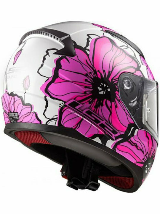 LS2 Rapid White/Pink Motorcycle Helmet Full Face ECE 22.05 1300gr 10353 20 46