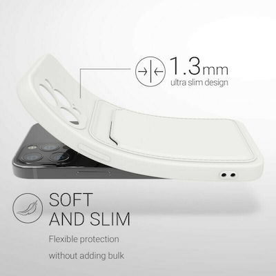 KWmobile Silicone Back Cover with Credit Card Holder White (iPhone 12 / 12 Pro)