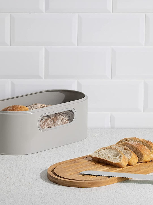 Navaris Brotbox mit Deckel Metallisch Taupe 33.5x19.5x13cm